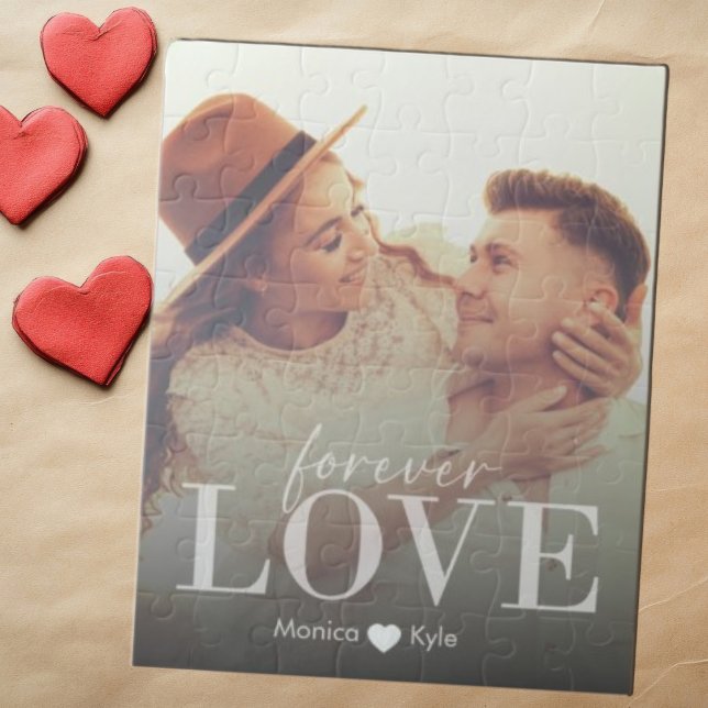 Quebra-cabeça Foto personalizada do Elegant Modern Forever Love (Couples Romantic Forever Love Puzzle Jigsaw)