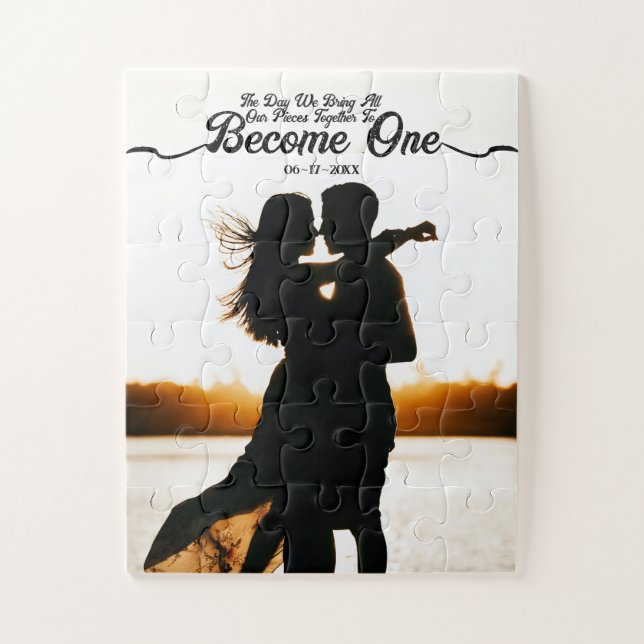Quebra-cabeça Foto personalizada e dia de casamento de união de  (Vertical)