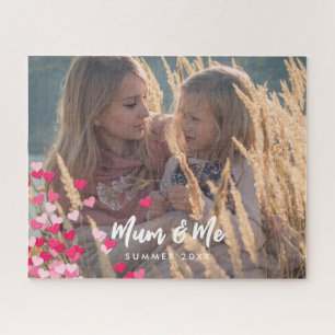 Quebra-cabeça Foto Personalizada Moderna Escrevendo Corações Ros