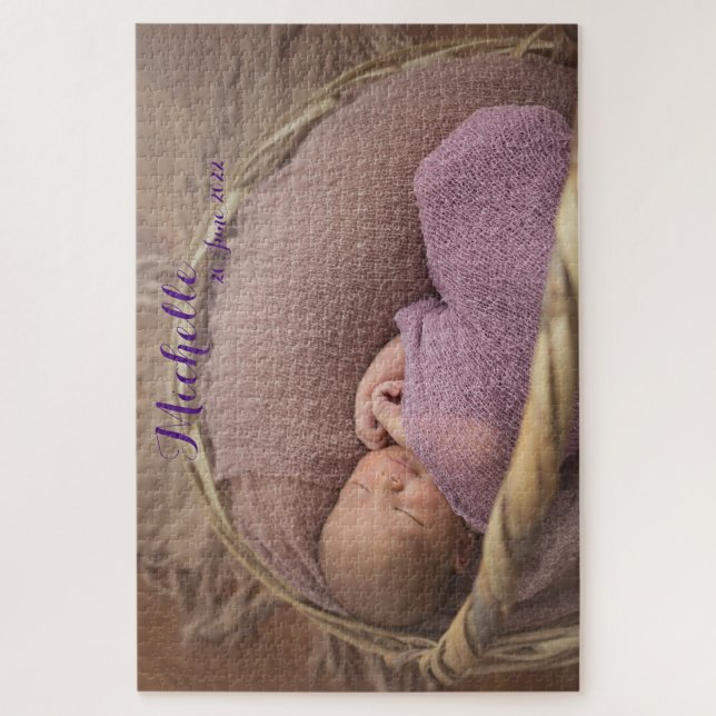 Quebra-cabeça Foto personalizada personalizada de recém-nascido (Vertical)