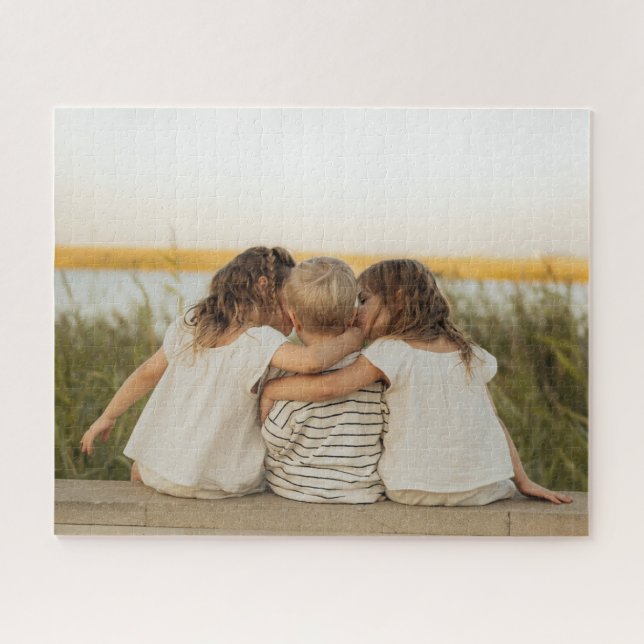 Quebra-cabeça Foto Personalizada Simples da Família (Horizontal)