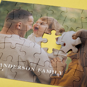 Quebra-cabeça Foto personalizável da família com texto personali