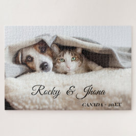 Quebra-cabeça Foto Simples Moderna de CÃO e GATO