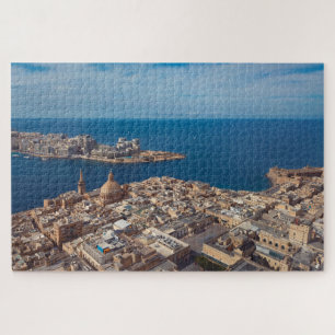 Quebra-cabeça Fotografia aérea La Valletta City Seascape Malta