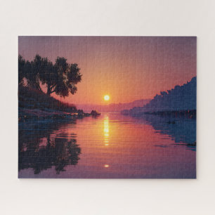 Quebra-cabeça Fotografia de Céu e Água de Pôr do Sol Colorido