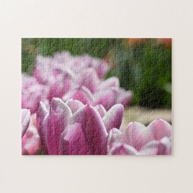 Quebra-cabeça Fotografia de Flores Rosa, Jardim de Verão (Horizontal)