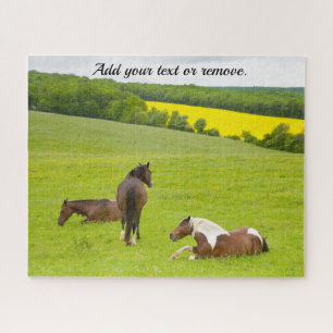 Quebra-cabeça Fotografia natural, cavalos castanhos selvagens nu