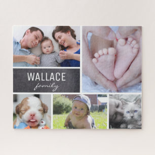 Quebra-cabeça Fotos de colagem personalizada com nome de família