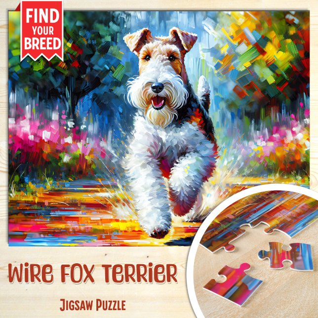 Quebra-cabeça Fox Terrier Dog Portrait Acrylic Art Impressão (Criador carregado)