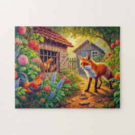 Quebra-cabeça Fox visitando a colher de frango