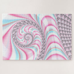 Quebra-cabeça Fractal Espiral De Canas Azuis Cor-de-Rosa Pastel