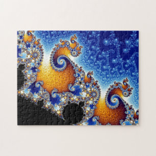Quebra-cabeça Fractal espiral dobro azul de Mandelbrot