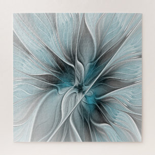Quebra-cabeça Fractal Fractal Moderna Abstrato com Cinza Flor Az