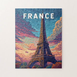 Quebra-cabeça France Illustration Viagem Art Vintage