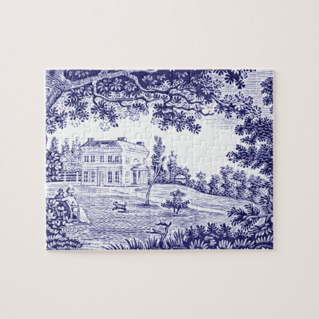 Quebra-cabeça Francês País Decor Azul Toile (Horizontal)