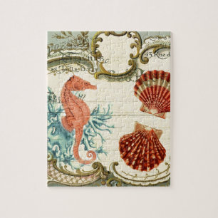 Quebra-cabeça Francês parisiense, moderno vintage seashell seaca
