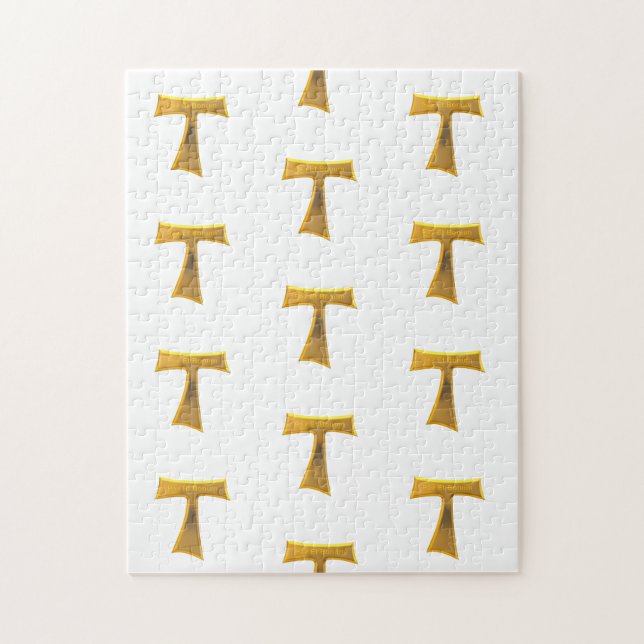 Quebra-cabeça Franciscan Tau Cross Pax Et Bonum Dourado Metálico (Vertical)