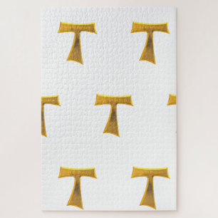 Quebra-cabeça Franciscan Tau Cross Pax Et Bonum Dourado Metálico