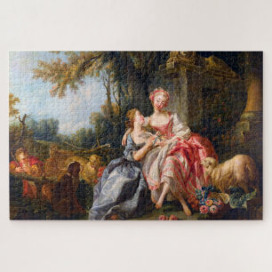 Quebra-cabeça Francois Boucher As damas de Billet Dou rococo