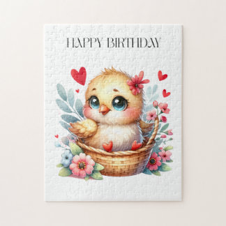 Quebra-cabeça Frango de aniversário fofo.