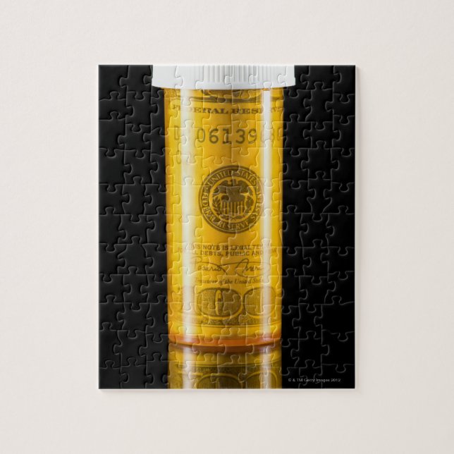 Quebra-cabeça Frasco de receita com cem dólares de fatura (Vertical)