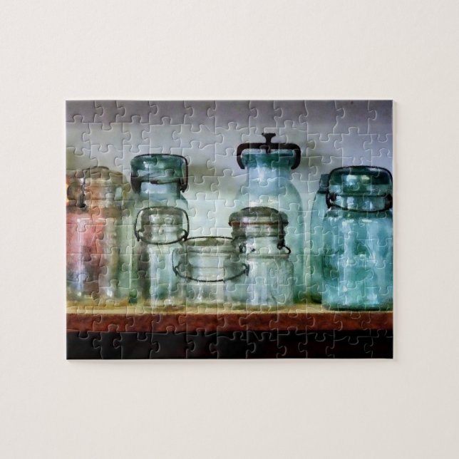 Quebra-cabeça Frascos de colocação em latas na prateleira (Horizontal)