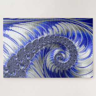 Quebra-cabeça Fratura Espiral Branca de Cinza Azul abstrato