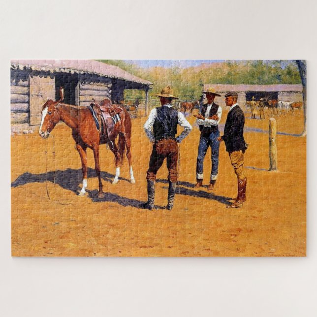 Quebra-cabeça Frederic Remington Western Art “Buying Ponies” (Horizontal)