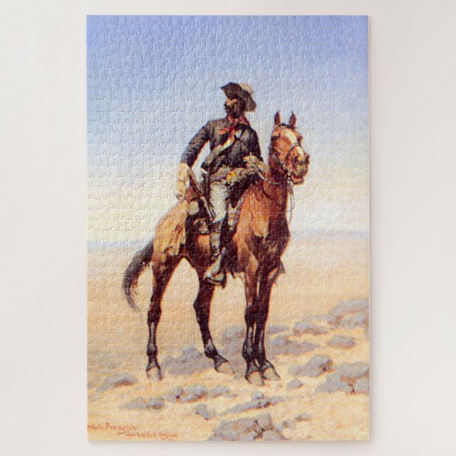 Quebra-cabeça Frederic Remington Western Art "Cavaleiro Negro" (Vertical)