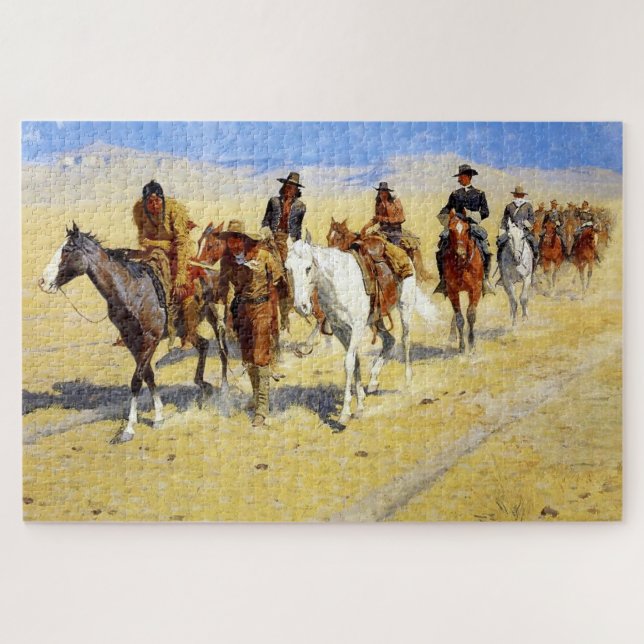 Quebra-cabeça Frederic Remington Western Art "Pony Tracks" (Horizontal)