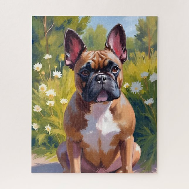 Quebra-cabeça French Bulldog Pet Painting Dog Art (Vertical)