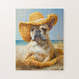 Quebra-cabeça Frenchie In Summer Beach Hat