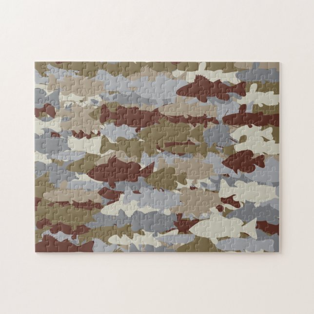 Quebra-cabeça Frenesi de Peixes Camuflagem Marrom (Horizontal)