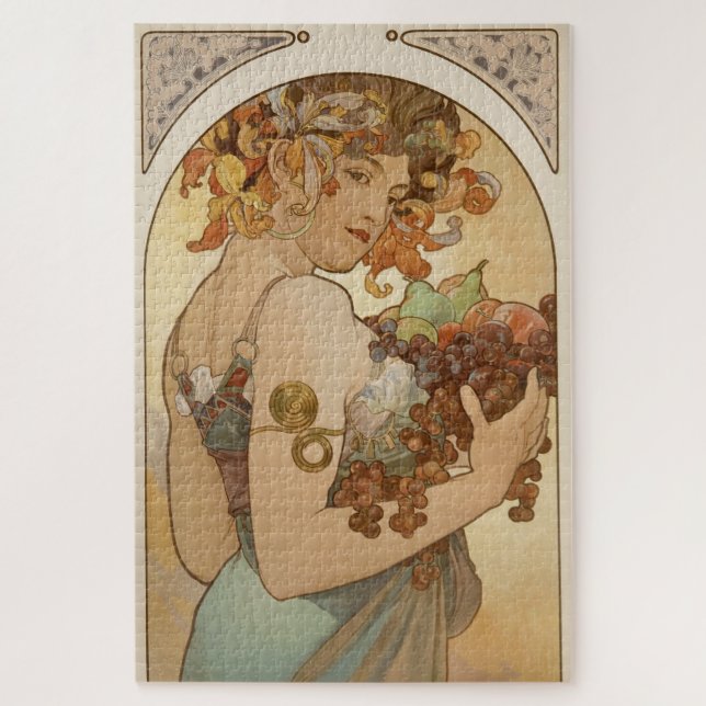 Quebra-cabeça Fruta (Art Nouveau) (Beleza Feminina) (Frutas) (Vertical)