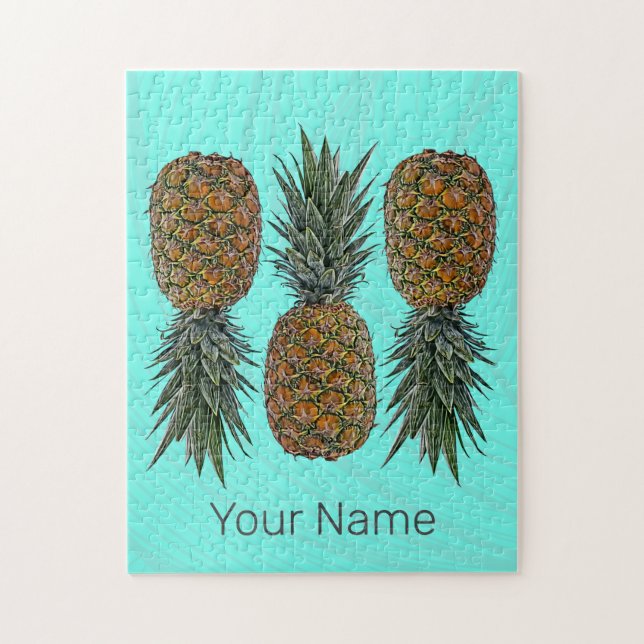 Quebra-cabeça Fruta de abacaxi Retro Vegan e Vegetariana (Vertical)