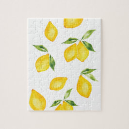 Quebra-cabeça Fruta de aquarela de limão amarelo-acastanhado