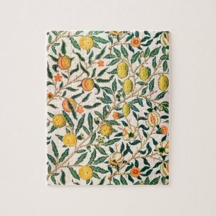 Quebra-cabeça Fruta William Morris Pomegranate Ornamento Branco