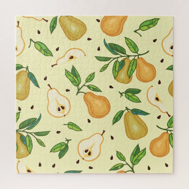 Quebra-cabeça Frutas Amarelas: Ilustração Vintage. (Vertical)