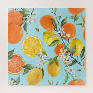 Quebra-cabeça Frutas de Citros de Aquarelas: Desenhados à Mão