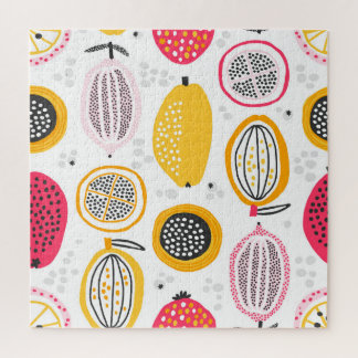 Quebra-cabeça Frutas Exóticas Desenhadas à Mão: Verão de Vintage
