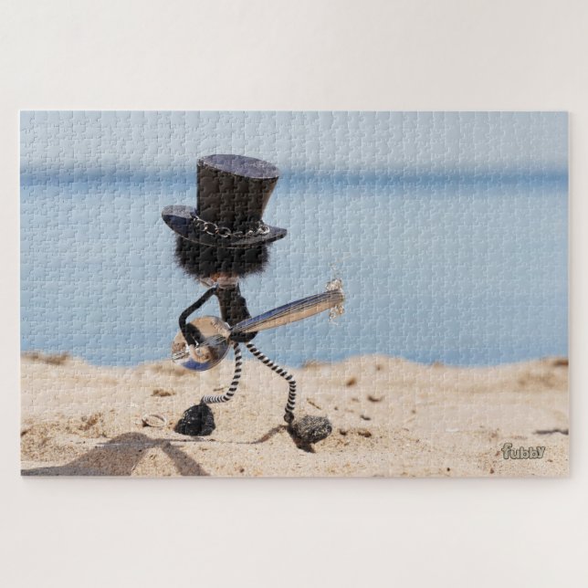 Quebra-cabeça Fubby gitarist met look alike Slash hoed. (Horizontal)