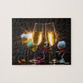 Quebra-cabeça Fubby's die feestelijk proosten met vuurwerk.