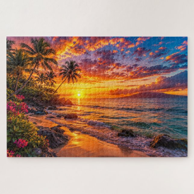 Quebra-cabeça Fuga do Pôr do Sol no Oceano (Horizontal)