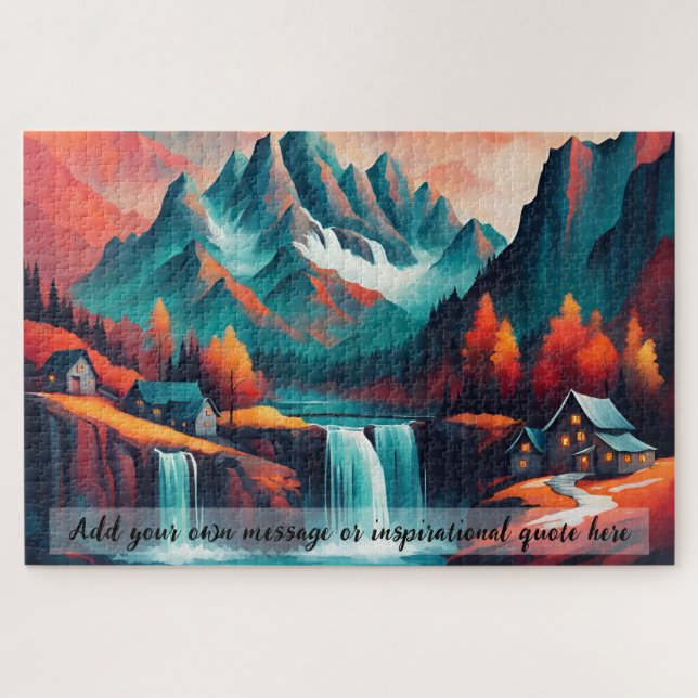 Quebra-cabeça Fuga Personalizada de Cachoeira na Montanha (Horizontal)