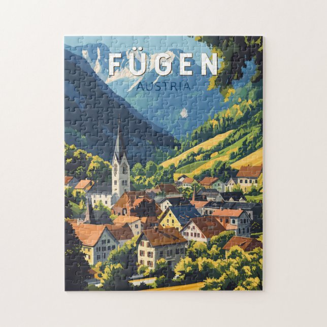 Quebra-cabeça Fugen Austria Illustration Viagem Art Vintage (Vertical)