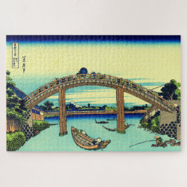 Quebra-cabeça Fuji sob a Ponte Mannen em Fukagawa Hokusai