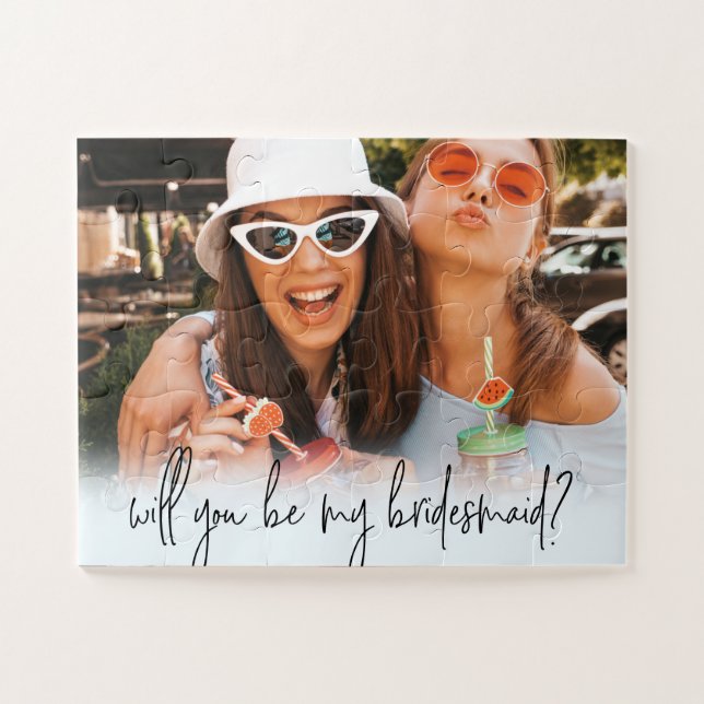 Quebra-cabeça Fun bridesmaid proposal custom photo jigsaw puzzle (Horizontal)
