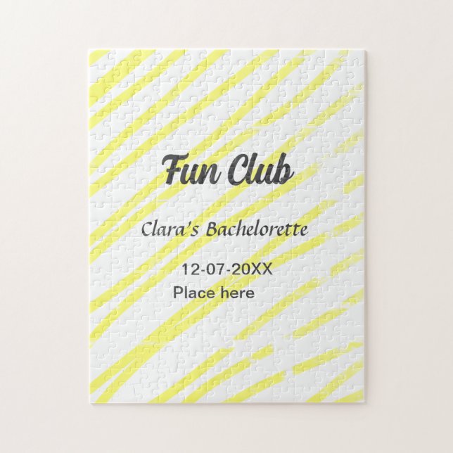 Quebra-cabeça Fun Club bachelorette party yellow lines backgroun (Vertical)