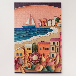 Quebra-cabeça Fundo da Cidade de abstrato Beach