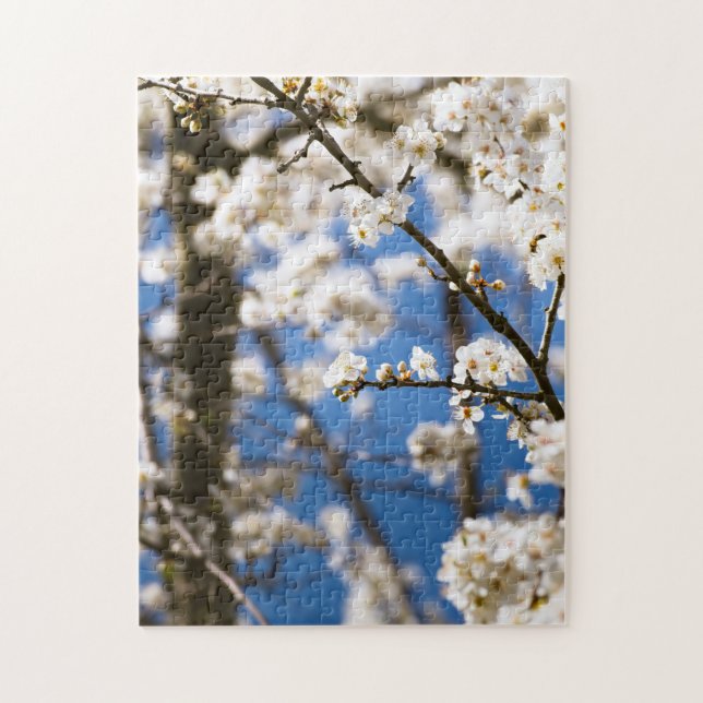 Quebra-cabeça Fundo de céu azul Flor Branca (Vertical)